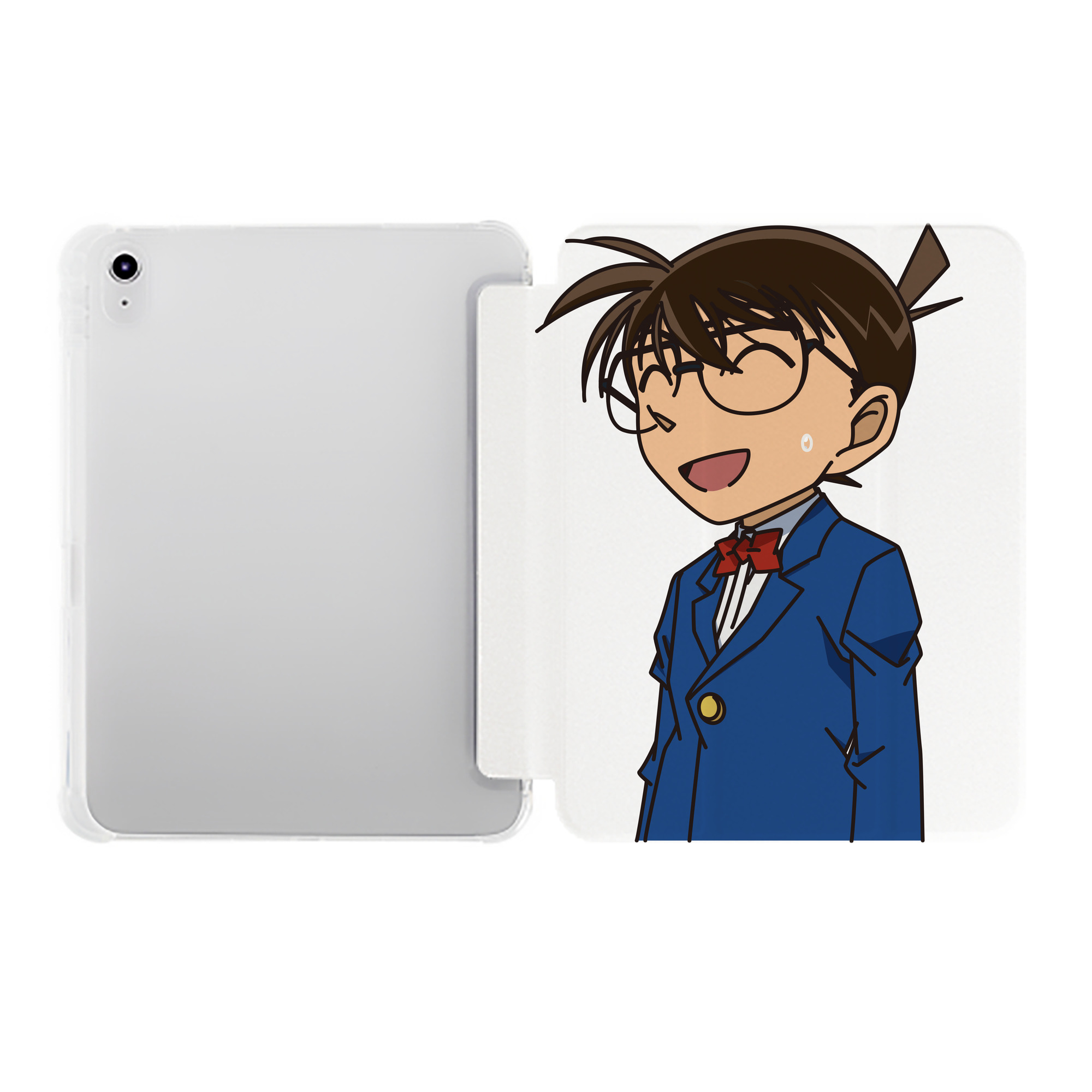 （画像用） 名探偵コナン 江戸川 コナン Detective Conan Conan Edogawa IPad ケース ペン収納付き 三つ折りスタンド PUレザー×シリコン 対応機種9.5/10.5/10.9インチ